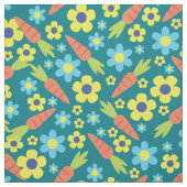 Cute Carrots and Flowers Spring Easter Stof (Swatch)
