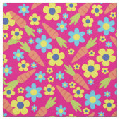 Cute Carrots and Flowers Spring Easter Stof (Swatch)