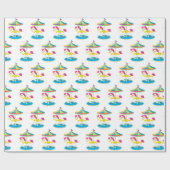 Cute Carrousel-themaparparty-omslag Cadeaupapier (Vlak)