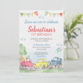 Cute Cars Birthday Invitation Kaart (Staand voorkant)