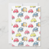 Cute Cars Birthday Invitation Kaart (Achterkant)