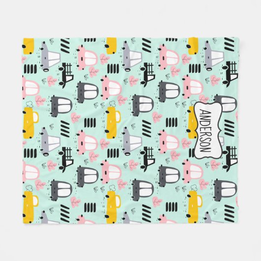 Cute Cars Fleece Blanket, medium (Voorkant (Horizontaal))