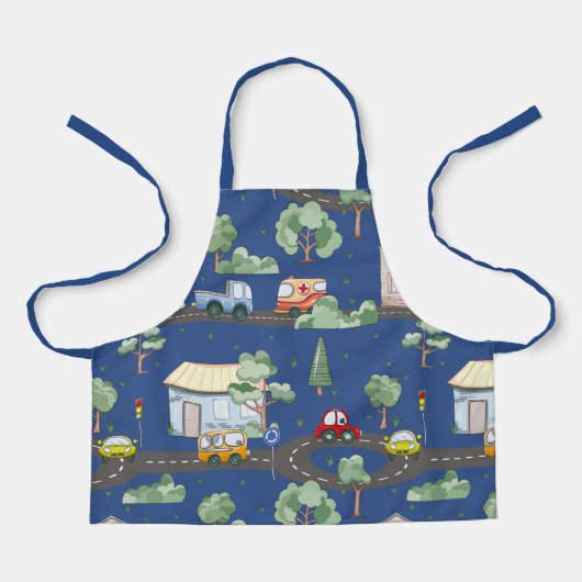 Cute Cars in Town Pattern for Little Boys Blue Schort (Voorkant)