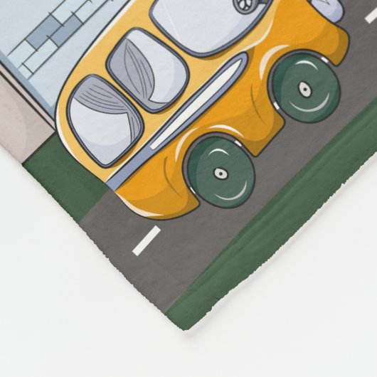 Cute Cars in Town Pattern for Little Boys Green Fleece Deken (Hoek)