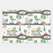 Cute Cars in Town Pattern for Little Boys Inpakpapier Vel (Voorkant)