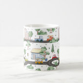 Cute Cars in Town Pattern for Little Boys Koffiemok (Center)