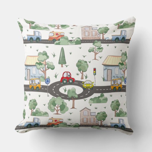 Cute Cars in Town Pattern for Little Boys Kussen (Voorkant)