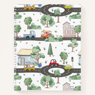 Cute Cars in Town Pattern for Little Boys Notitieboek