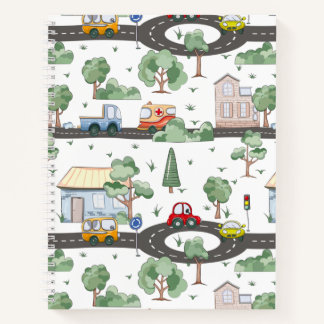 Cute Cars in Town Pattern for Little Boys Notitieboek