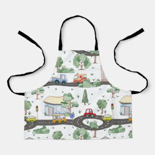 Cute Cars in Town Pattern for Little Boys Schort