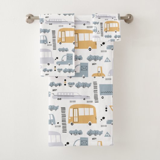 Cute Cars in Traffic Pattern Bad Handdoek (Insitu)