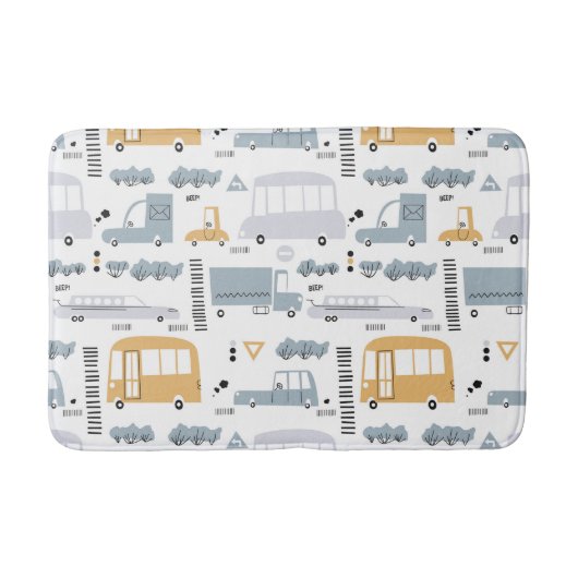 Cute Cars in Traffic Pattern Badmat (Voorkant)