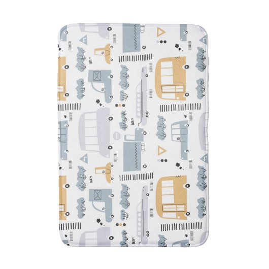 Cute Cars in Traffic Pattern Badmat (Voorkant Verticaal)