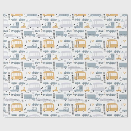Cute Cars in Traffic Pattern Cadeaupapier (Vlak)