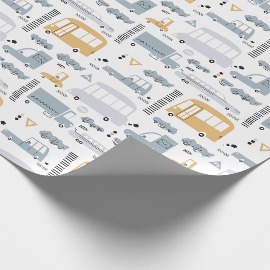 Cute Cars in Traffic Pattern Cadeaupapier (Hoek)