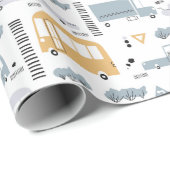 Cute Cars in Traffic Pattern Cadeaupapier (Rol Hoek)