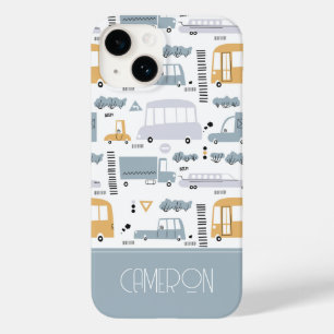Cute Cars in Traffic Pattern Case-Mate iPhone 14 Hoesje