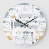 Cute Cars in Traffic Pattern Grote Klok (Voorkant)