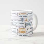 Cute Cars in Traffic Pattern Grote Koffiekop (Voorkant rechts)