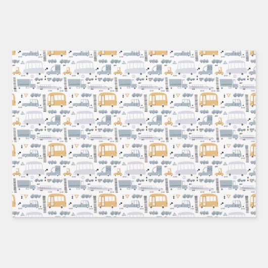 Cute Cars in Traffic Pattern Inpakpapier Vel (Voorkant)
