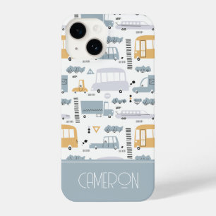 Cute Cars in Traffic Pattern iPhone 14 Hoesje