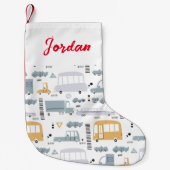 Cute Cars in Traffic Pattern Kleine Kerstsok (Voorkant)