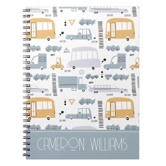 Cute Cars in Traffic Pattern Notitieboek (Voorkant)