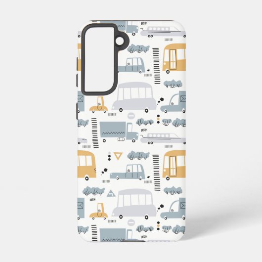 Cute Cars in Traffic Pattern Samsung Galaxy Hoesje (Achterkant)