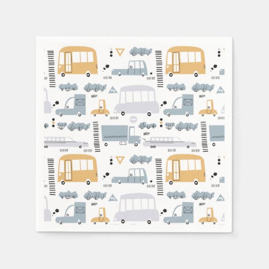 Cute Cars in Traffic Pattern Servet (Voorkant)