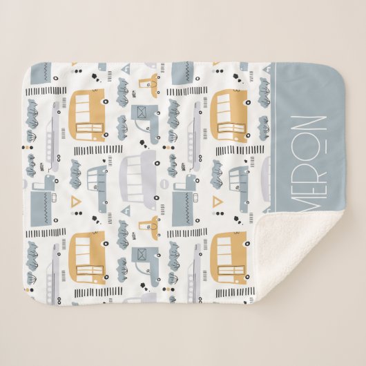 Cute Cars in Traffic Pattern Sherpa Deken (Voorkant (horizontaal))