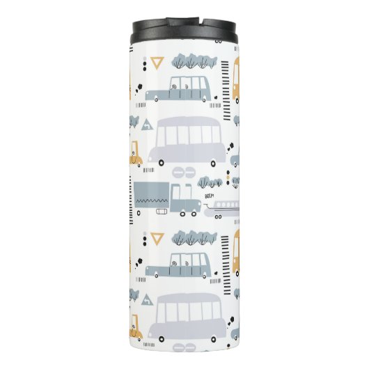 Cute Cars in Traffic Pattern Thermosbeker (Achterkant)