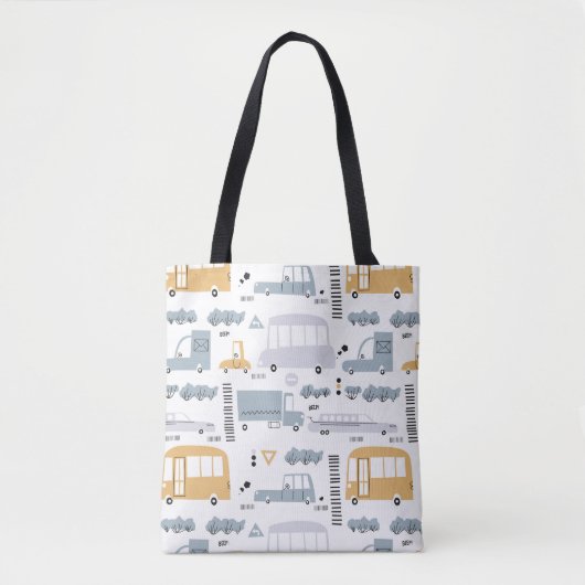 Cute Cars in Traffic Pattern Tote Bag (Voorkant)
