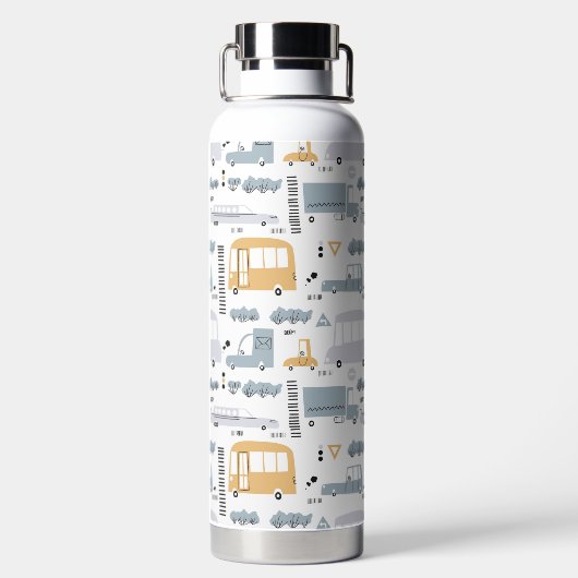 Cute Cars in Traffic Pattern Waterfles (Achterkant)