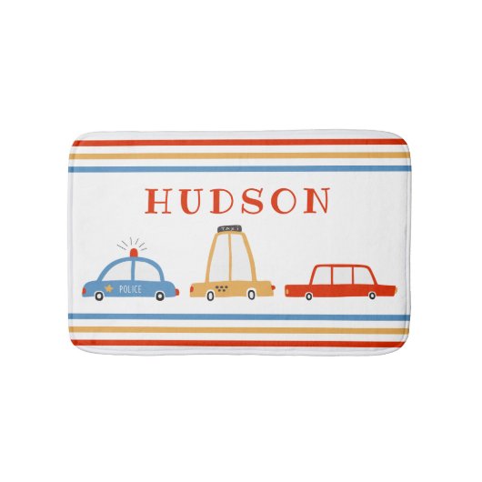 Cute Cars Personalized Bath Mat (Voorkant)