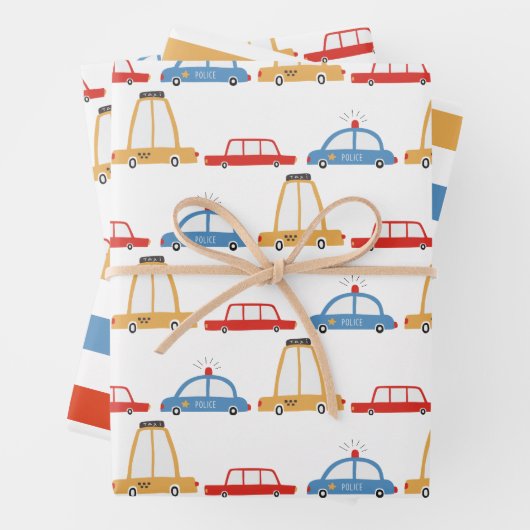 Cute Cars Personalized Gift Wrapping Paper (In situ)
