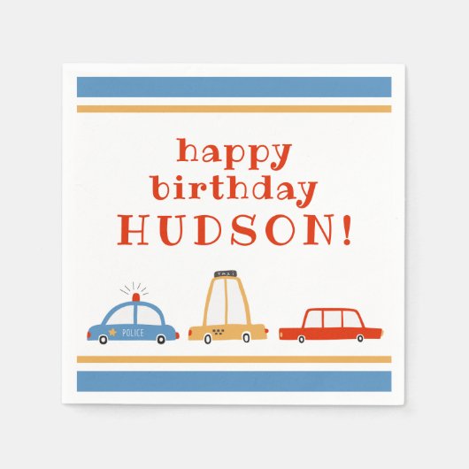 Cute Cars Personalized Party Napkins Servet (Voorkant)