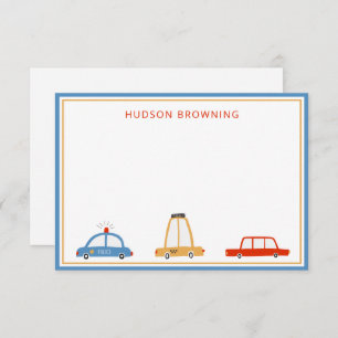 Cute Cars Personated Note Cards Bedankkaart