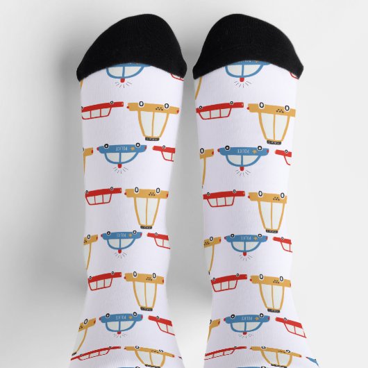 Cute Cars Taxi Police Pattern Socks Sokken (Top)