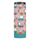 Cute Cars Trucks Pink Personalized Thermosbeker (Achterkant)