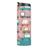 Cute Cars Trucks Pink Personalized Thermosbeker (Geroteerd rechts)