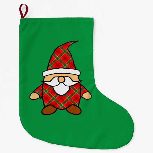 Cute Carton Gnome Drawing Red Green Kerstmis Grote Kerstsok (Voorkant)