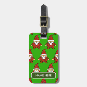 Cute Carton Gnome Patroon Kerstmis - Aangepaste na Bagagelabel