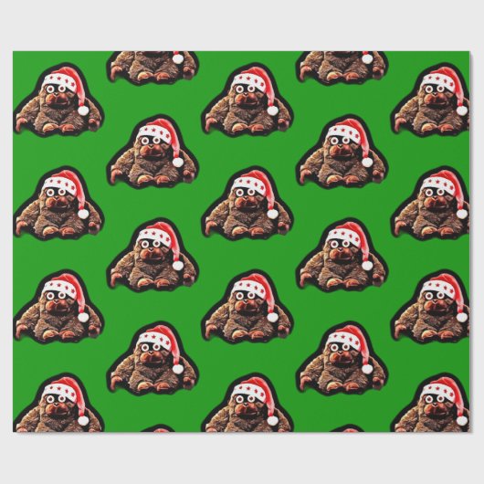 Cute cartoon aap met santa hat cadeaupapier (Vlak)