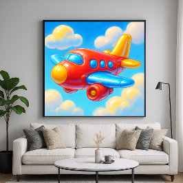 Cute Cartoon Airplane Poster