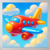 Cute Cartoon Airplane Poster (Voorkant)