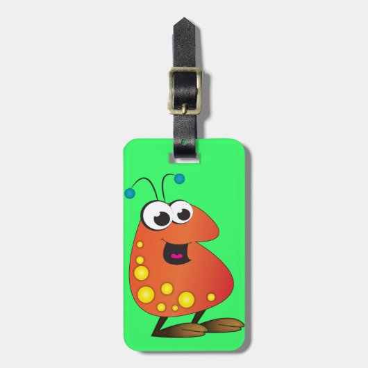 Cute Cartoon Alien Bagagelabel (Voorkant verticaal)