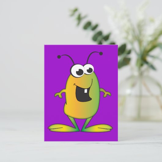 Cute Cartoon Alien Briefkaart (Staand voorkant)