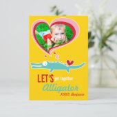 Cute Cartoon Alligator Classroom Valentijn Foto Kaart (Staand voorkant)