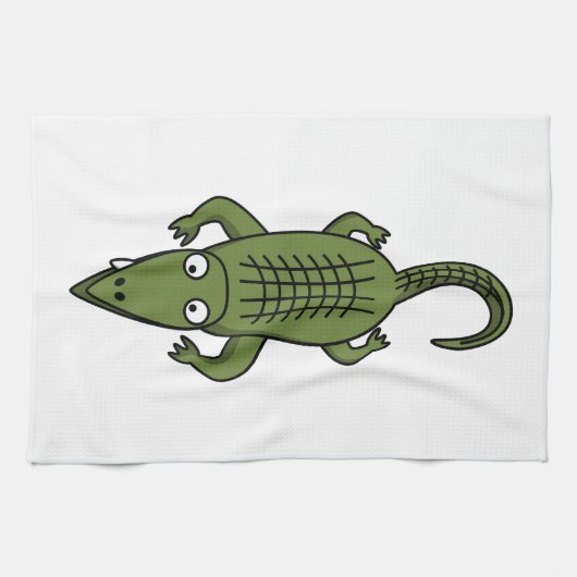 Cute Cartoon Alligator Theedoek (Horizontaal)