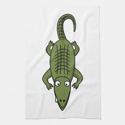 Cute Cartoon Alligator Theedoek (Verticaal)
